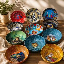 Load image into Gallery viewer, Cat Design Metal Decorative Bowl