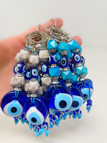 Blue evil eye keychain