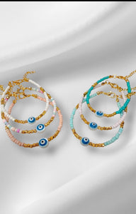 White Evil Eye Beads Bracelet(