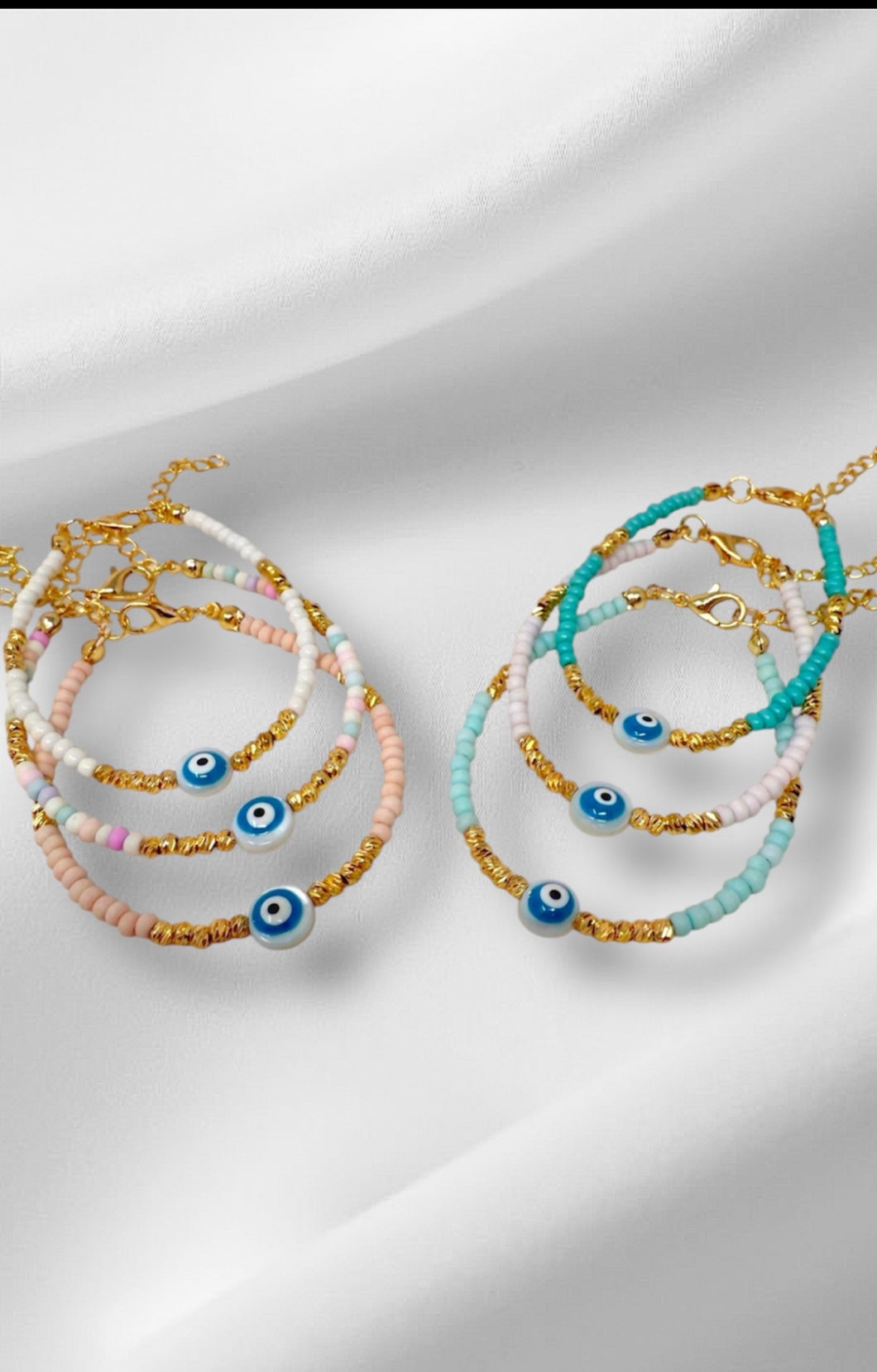 White Evil Eye Beads Bracelet(