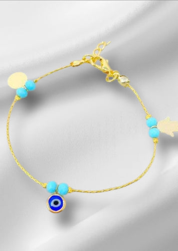 Turquoise beaded chain bracelet(Myra br)