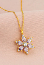 Load image into Gallery viewer, 18 Karat Gold Plated Lilac Lotus Zircon Pendant Necklace