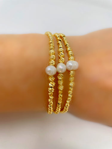 Fresh Water Pearl Gold Plated Chain Bracelet