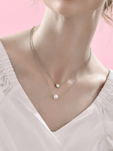 Load image into Gallery viewer, Silver Plated Pearl and Heart Necklace