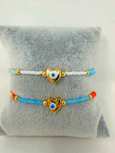 Beads and Heart Evil Eye Bracelet Sima Br
