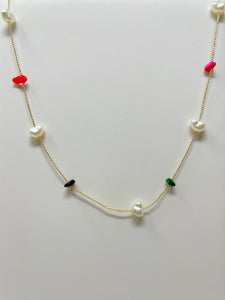 Rainbow Fresh Water Pearls Gold Plated Necklace