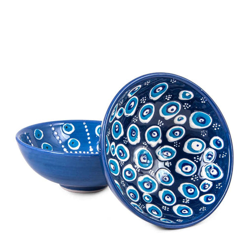 Blue protection eye ceramic bowl