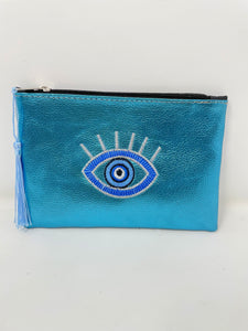 Leather Embroidered Wallet Clutch Makeup Pouch(HELL)