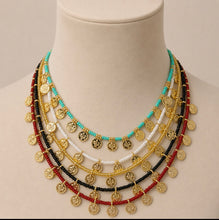 Load image into Gallery viewer, Colourful Beads Gold Plated Coin Necklace(CBGC)