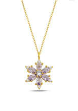 Load image into Gallery viewer, 18 Karat Gold Plated Lilac Lotus Zircon Pendant Necklace