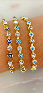 Dainty Enamel and Zircon Chain Bracelet