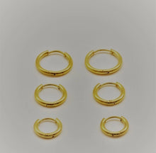 Load image into Gallery viewer, Gold Plated Minimalist Set of 3 Hoop Earrings
