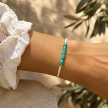 Load image into Gallery viewer, White Seed Beads Turquoise Bracelet (Claudia br)