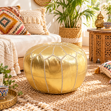 Load image into Gallery viewer, Genuine leather ottoman/pouf
