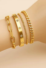 Load image into Gallery viewer, 22 Karat Gold Plated Bangle and Chain bracelets