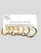 Load image into Gallery viewer, Gold Plated Minimalist Set of 3 Hoop Earrings
