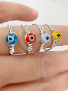 Gold or Silver plated evil eye ring