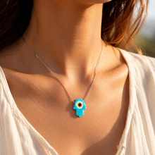 Load image into Gallery viewer, Blue hamsa necklace(BHA Neck)