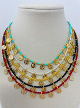 Load image into Gallery viewer, Colourful Beads Gold Plated Coin Necklace(CBGC)