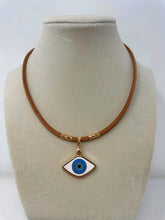 Load image into Gallery viewer, Leather cord Evil Eye Necklace(Kristen nek)