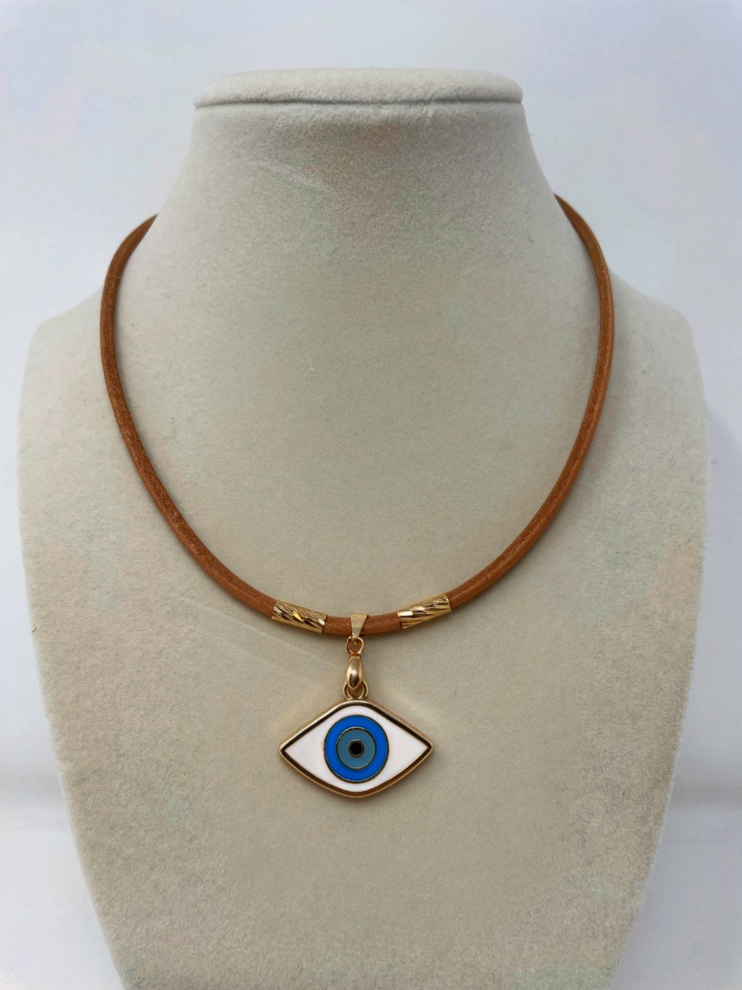 Leather cord Evil Eye Necklace(Kristen nek)