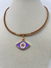 Load image into Gallery viewer, Leather cord Evil Eye Necklace(Kristen nek)