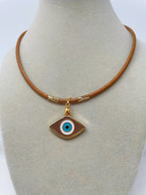 Load image into Gallery viewer, Leather cord Evil Eye Necklace(Kristen nek)