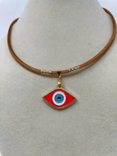 Load image into Gallery viewer, Leather cord Evil Eye Necklace(Kristen nek)