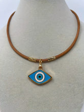 Load image into Gallery viewer, Leather cord Evil Eye Necklace(Kristen nek)