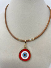 Load image into Gallery viewer, Leather cord Evil Eye Necklace(Kristen nek)