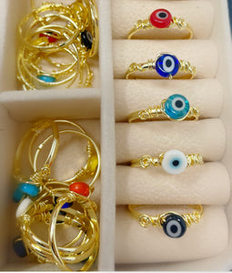 Gold or Silver plated evil eye ring