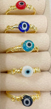 Load image into Gallery viewer, Gold or Silver plated evil eye ring