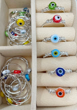 Load image into Gallery viewer, Gold or Silver plated evil eye ring