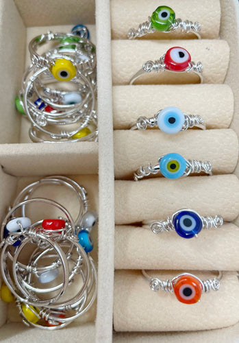 Gold or Silver plated evil eye ring