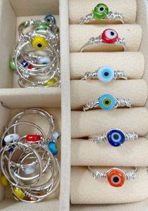 Gold or Silver plated evil eye ring