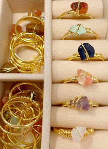 Natural Stone Silver or gold Plated Ring