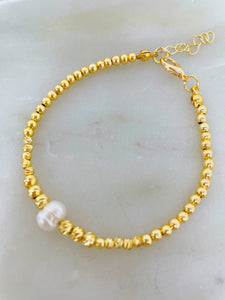 Fresh Water Pearl Gold Plated Chain Bracelet