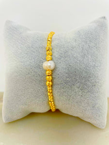 Fresh Water Pearl Gold Plated Chain Bracelet