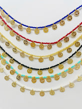 Load image into Gallery viewer, Colourful Beads Gold Plated Coin Necklace(CBGC)