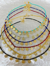 Load image into Gallery viewer, Colourful Beads Gold Plated Coin Necklace(CBGC)