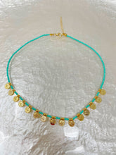 Load image into Gallery viewer, Colourful Beads Gold Plated Coin Necklace(CBGC)