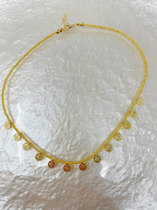 Colourful Beads Gold Plated Coin Necklace(CBGC)