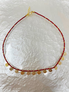 Colourful Beads Gold Plated Coin Necklace(CBGC)