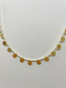 Colourful Beads Gold Plated Coin Necklace(CBGC)