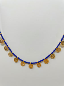 Colourful Beads Gold Plated Coin Necklace(CBGC)