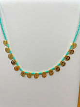 Load image into Gallery viewer, Colourful Beads Gold Plated Coin Necklace(CBGC)