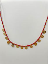 Load image into Gallery viewer, Colourful Beads Gold Plated Coin Necklace(CBGC)