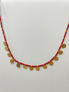 Colourful Beads Gold Plated Coin Necklace(CBGC)