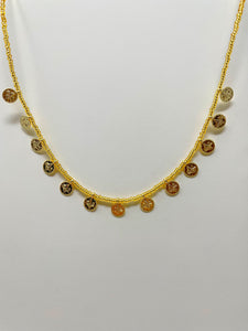 Colourful Beads Gold Plated Coin Necklace(CBGC)