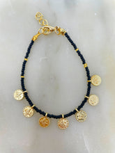 Load image into Gallery viewer, Colourful Beads Gold Plated Coin Chain Bracelet